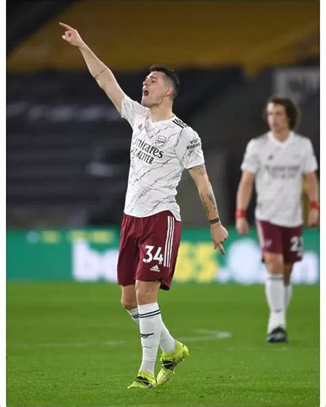 Photographic Print Of Granit Xhaka In Action Arsenal Vs