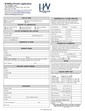 Fillable Online Building Mechanical Permit Application City Of Happy