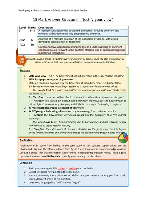 15 Mark Answer Structure 2 Developing A 15 Mark Answer Aqa