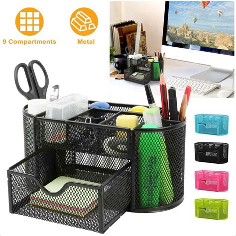 Desk Organizer Black Mesh Metal Desktop Office Pen Pencil Holder