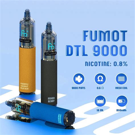 Fumot RandM DTL 9000 Puffs Rechargeable Disposable Vape CBD THC HHC