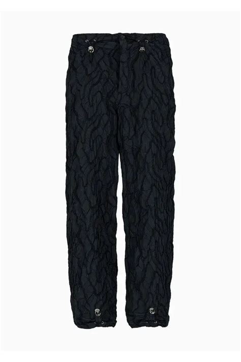 Emporio Armani Drawstring Trousers In Technical Fabric With All Over