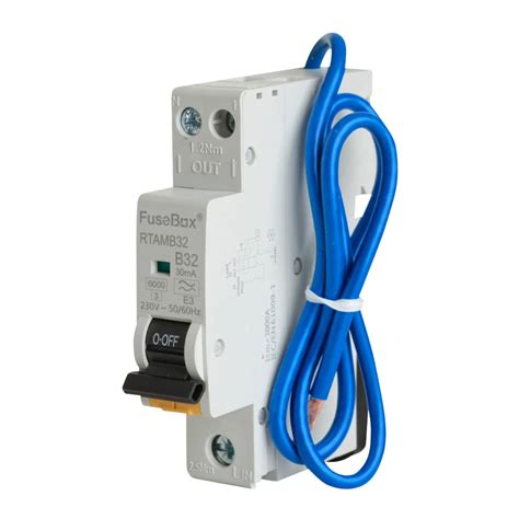 Fusebox 32A 6kA Double Pole Mini Compact RCBO Type A Curve B