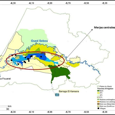 Merjas centrales de la plaine du Gharb Cartographie réalisée par