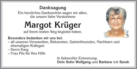 Traueranzeigen von Margot Krüger Allgäuer Zeitung