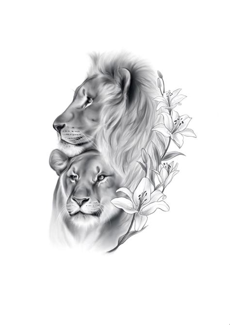 Lion And Lioness Tattoo Designs