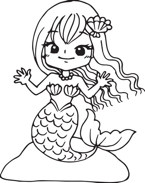 sirène fille dessin cartoons griffonnage kawaii anime coloriage