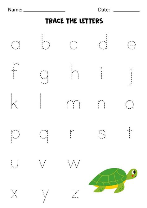 Learning Alphabet Tracing Letters Cute Green Turtle 20541392 Vector