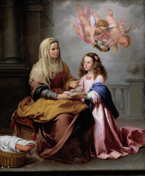 Saint Anne Teaching The Virgin To Read Painting By Bartolome Esteban