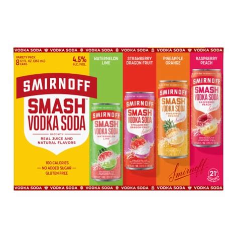 Smirnoff Smash Vodka And Soda Variety Pack 8 Cans 12 Fl Oz Frys