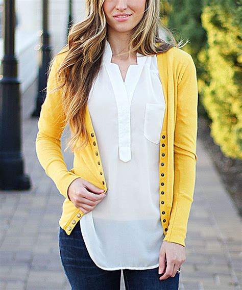 So Perla Mustard Long Button Cardigan Cardigan Fall Outfit Casual