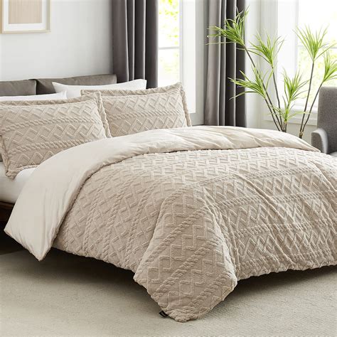 Topcee Beige Duvet Cover Queen Size Tufted Queen Duvet Cover Set