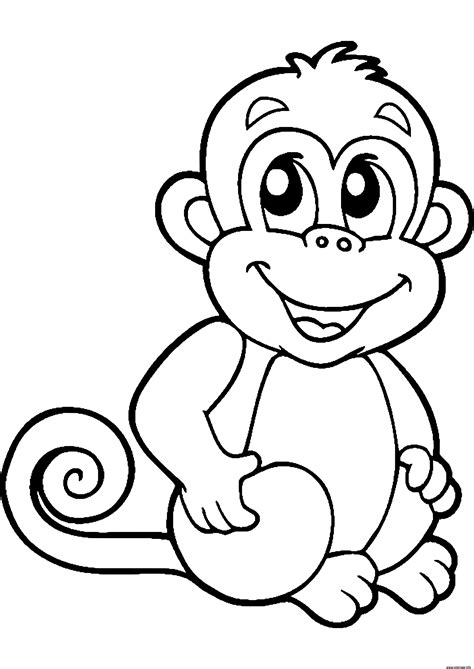 Coloriage Petit Singe Mignon Animaux De La Jungle Maternelle