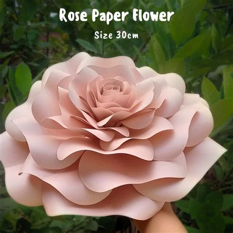 Jual Paper Flower Rose Satuan Size 30cm Backdrop Dekorasi Pernikahan