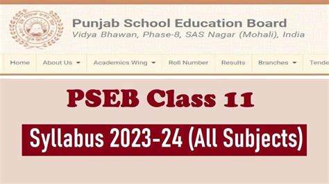 PSEB Class 11 Syllabus 2023 24 PDF