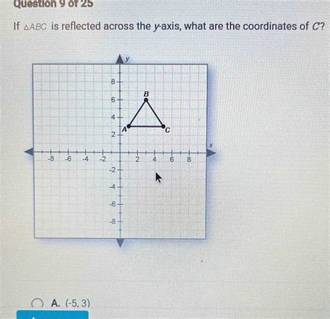 Solved Question Of If Abc Is Reflected Across The Y Axis What