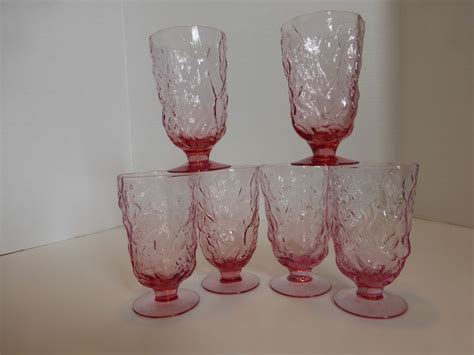 Vintage Seneca Glass Heather Driftwood Goblets Set Of 6 Sold On Ruby Lane