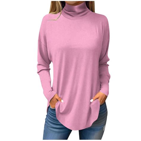 Dengdeng Womens Dress Shirt Turtleneck Long Sleeve Tunic Tops Fall