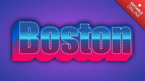 Boston 3D Retro Vintage Estilo Anos 80 Gerador De Efeitos De Texto