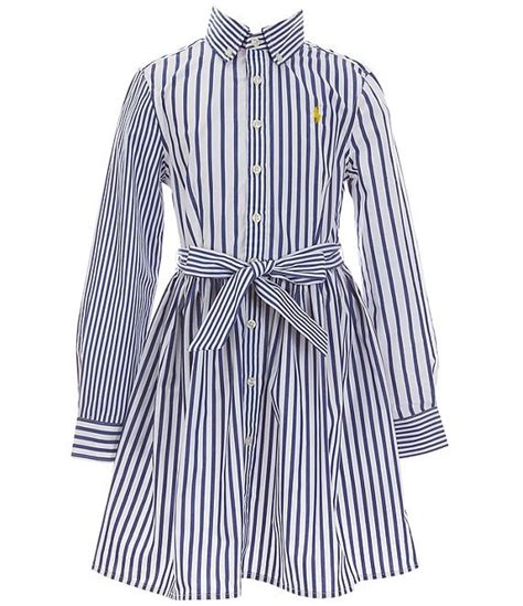 Polo Ralph Lauren Big Girls 7 16 Long Sleeve Striped Poplin Fun Shirtdress Dillard S