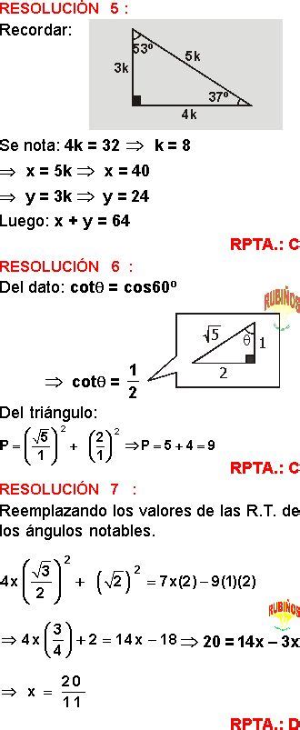 Razones Trigonom Tricas Notables Y Y Y