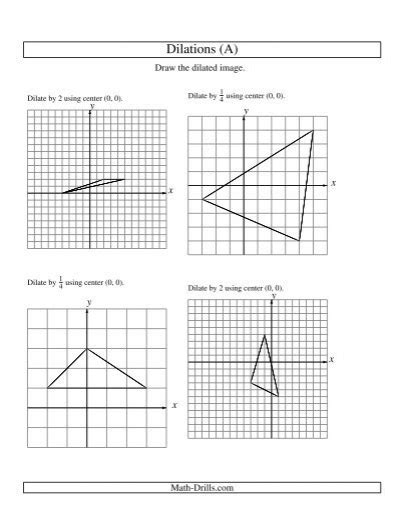 Geometry Worksheet Dilations Using Center 0 0