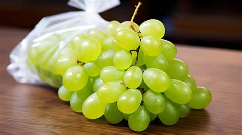 Premium Photo | A bunch of green grapes sitting on a table