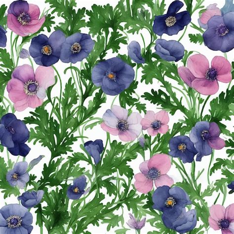 Premium AI Image A Watercolor Painting Of Anemones And Leaves