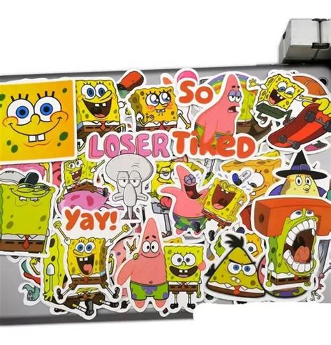 50 Stickers Calcomanías Bob Esponja Patricio Calamardo Serie Cuotas Sin Interés