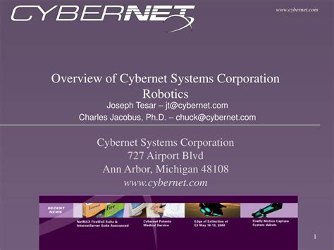 Ppt Overview Of Cybernet Systems Corporation Robotics Powerpoint