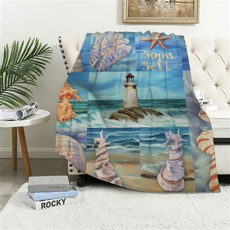 Aristuring Seashell Starfish Blanket For Girl Women Nautical Sea Turtle