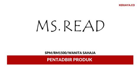 Retail Admin Ms Read Minima Spm Gaji Rm1500 Wanita Sahaja Kerjaya