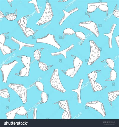 Lingerie Seamless Pattern Pink Hearts Vector เวกเตอร์สต็อก ปลอดค่า