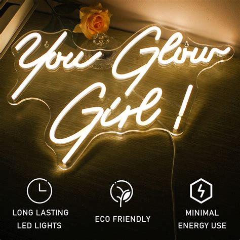 You Glow Girl Neon Sign Led Warm White Word Neon Light Up Signs For