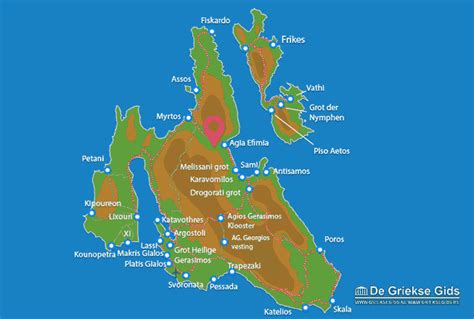 Kaart Kefalonia Plattegrond Van Het Ionische Eiland