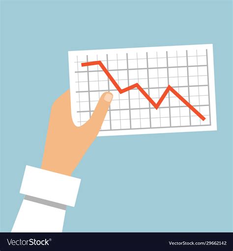 Hand holds a graph going down Royalty Free Vector Image