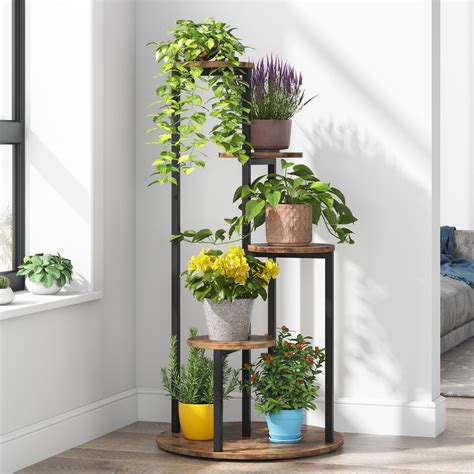 Tribesigns 4 Tier Plant Stand Indoor Tall Wood Plant Shelf Holders For Multiple Potted Plants