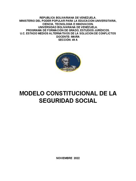 Modelo Constitucional De La Seguridad Social 2023 Pdf Seguridad