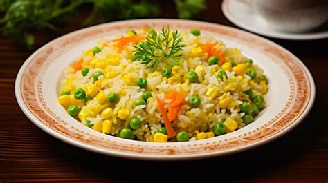 Premium Photo | Vegetable rice with corn and peas