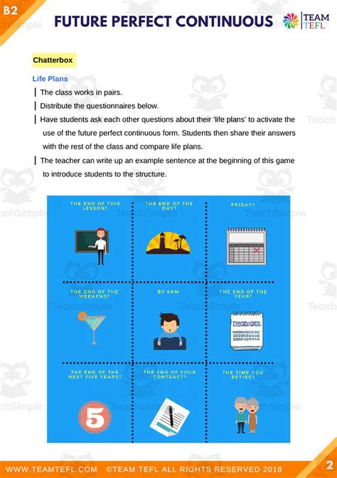 Future Perfect Continuous ESL TEFL Upper Intermediate Lesson Plan Work