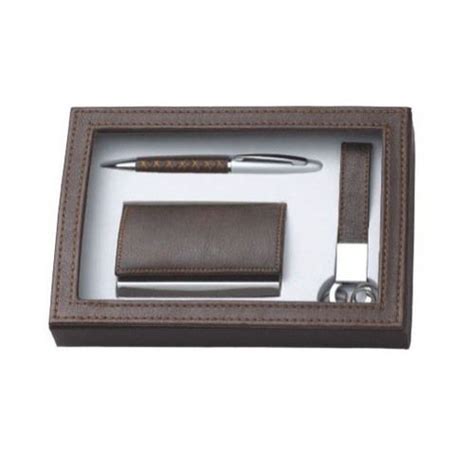 Multi Color Leather Material Rectangular Shape Box Corporate Gift Set