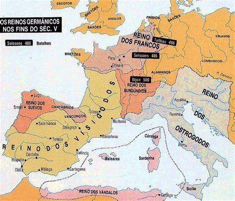 Mapa 1 Os reinos germanicos sec V História da Idade Média