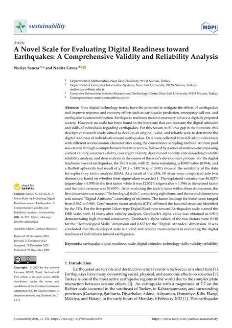 Pdf A Novel Scale For Evaluating Digital Readiness Toward Earthquakes