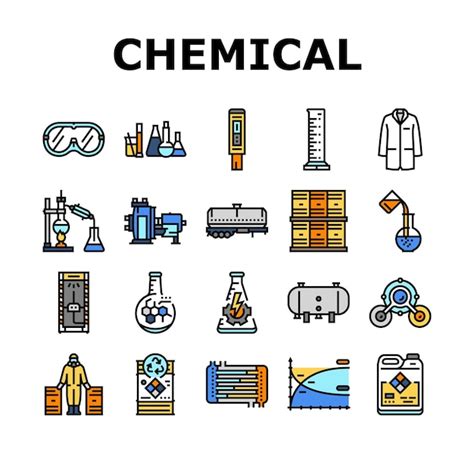 Premium Vector Chemical Engineer Research Icons Set Vector Chemistry