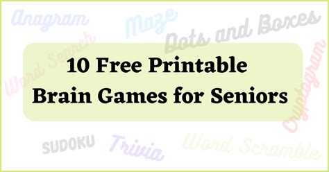 10 Free Printable Brain Games For Seniors - Technology for Seniors