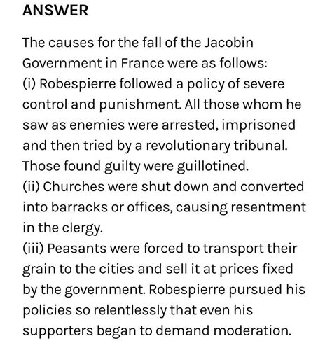 Describe Any Three Causes For The Jacobin Government In France Brainly In