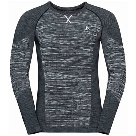 ODLO BLACKCOMB ECO BL TOP CREW NECK L S BLACK SPACE DYE Thermal T Shirt