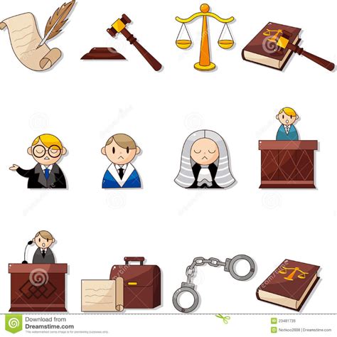 Cartoon Law Icons Stock Vector