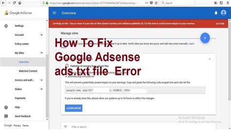 How To Fix Google AdSense Ads Txt Files Error Website YouTube