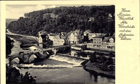 Hannoversch Münden - Cp Hann. Münden in Niedersachsen, Werrabrücke und